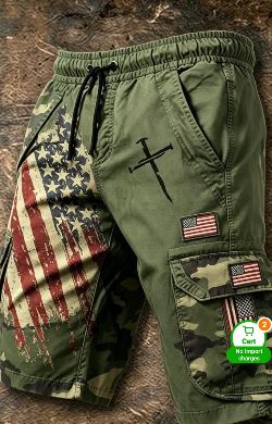 USA Military Style Cargo Shorts – Olive Green